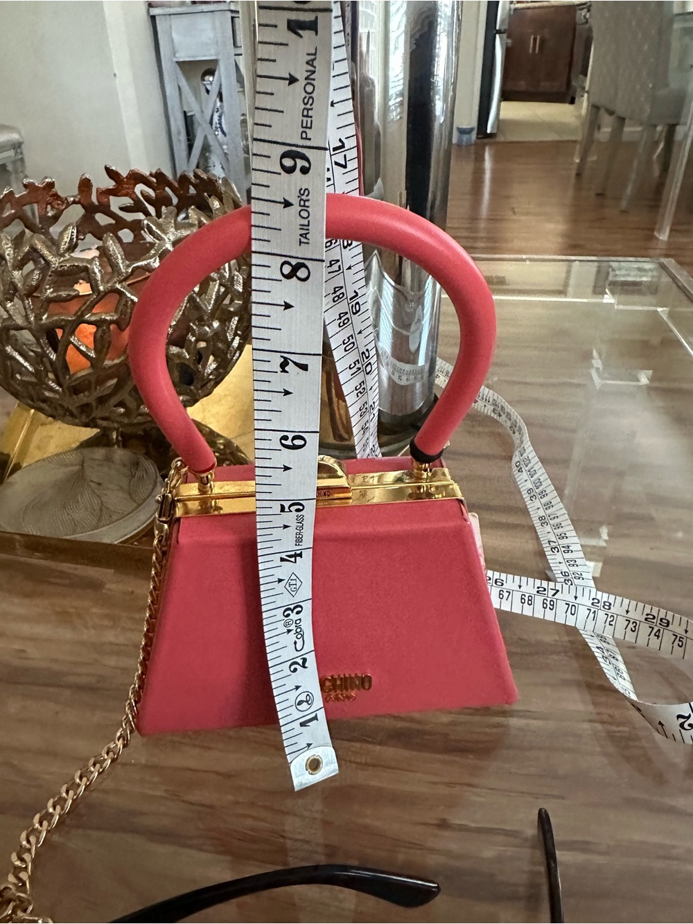 Moschino Coral-Pink Trapezoid Mini Top-Handle Bag - Picture 5 of 12